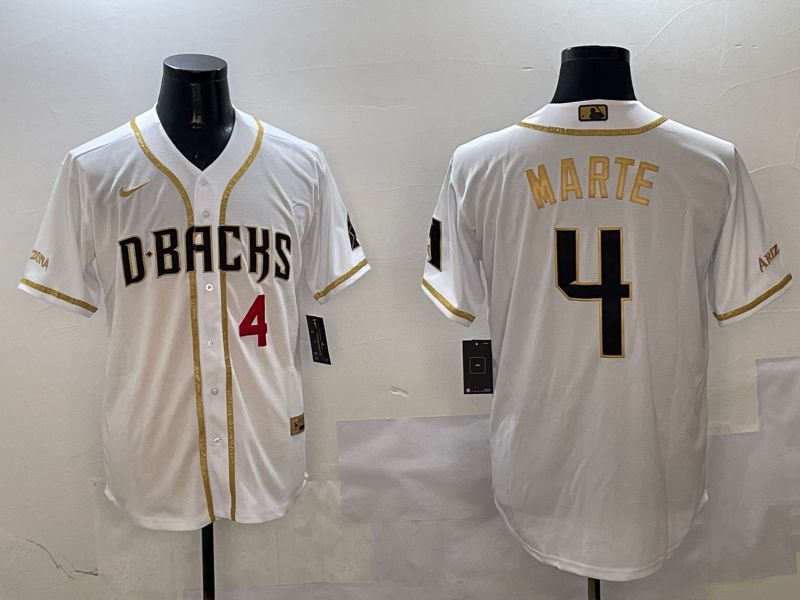 Men Arizona Diamondback #4 Marte White Gold Game 2025 Nike MLB Jersey style 2->arizona diamondback->MLB Jersey